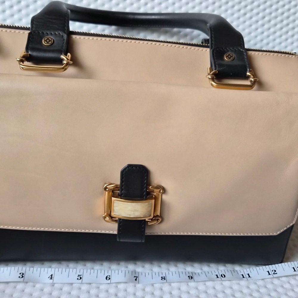 Oscar De La Renta Two-Tone Handbag with Gold Accents